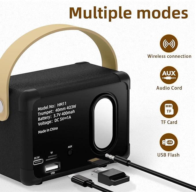 Bluetooth Speaker Retro Wireless Speaker Vintage Decor Room Decor Portable Outdoor Support USB/TF Card/AUX for Home Party Camping Birthday Gifts for Men,Teenage Boys,Him,Dad,Boyfriends(Black)