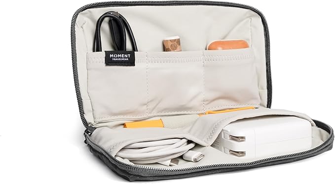 Moment Everything Tech Organizer – Water-Resistant Travel Pouch for Cables, Chargers & Accessories | Regular & Mini Sizes (Gray, Mini)