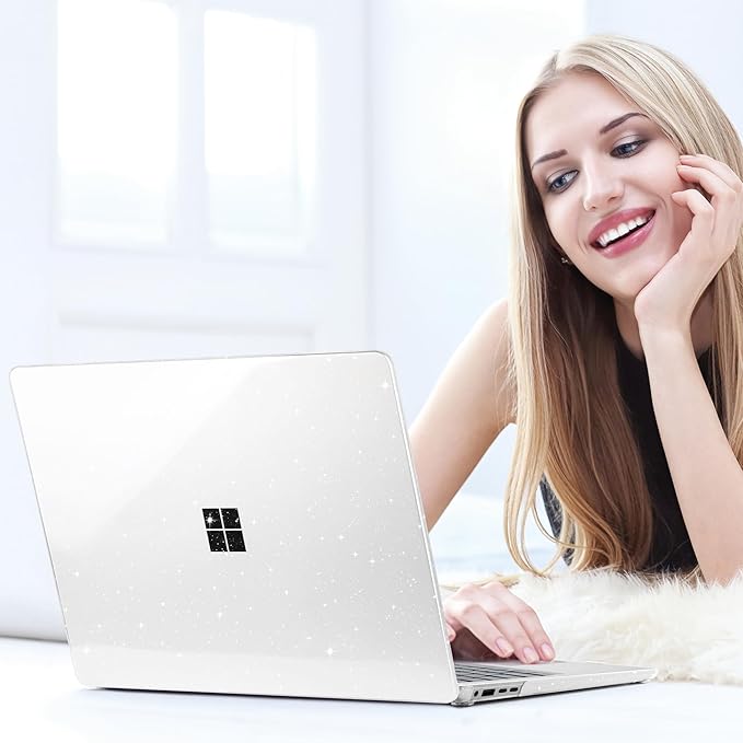 Batianda Premium Crystal Case for Microsoft Surface Laptop 13.8-inch Touchscreen 2024 (7th Edition) Lightweight Durable Scratch-Resistant, with Keyboard Cover & Screen Protector, Bling Clear