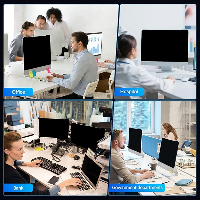 2 Pack 27 Inch Computer Privacy Screen Filter, 9H Hardness Anti-Scratch Shield for 27" Widescreen Monitor(16:9), Hanging Design for Open Office & Cubicle, Reduce Blue Light & Eye Strain