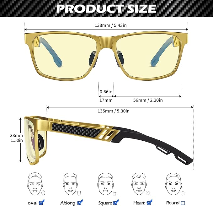 ANYLUV Blue Light Blocking Glasses Men Computer Gaming Glasses Lightweight Al-Mg Metal Anti Eyestrain Eye Protection