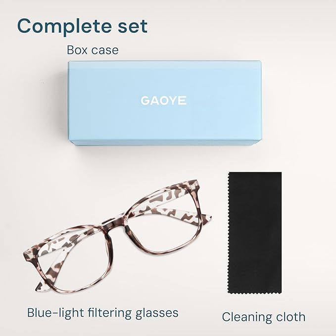 Gaoye Leopard Blue Light Glasses for Computer & Gaming - Anti UV Ray Lenses, Scratch-Resistant & Comfort Fit