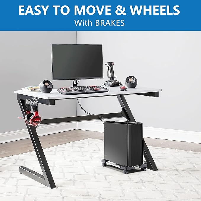 Computer Tower Stand - Adjustable PC Stand for Most Desktop Towers - Elevate and Organize Your Desktop - Mobile CPU PC Holder Cart Riser Printer