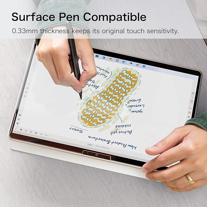Fintie 2 Pack Screen Protector for 13 inch Microsoft Surface Pro 11/10/9/8/X, 9H Tempered Glass/HD Clear/Anti Scratch/Support Surface Pen