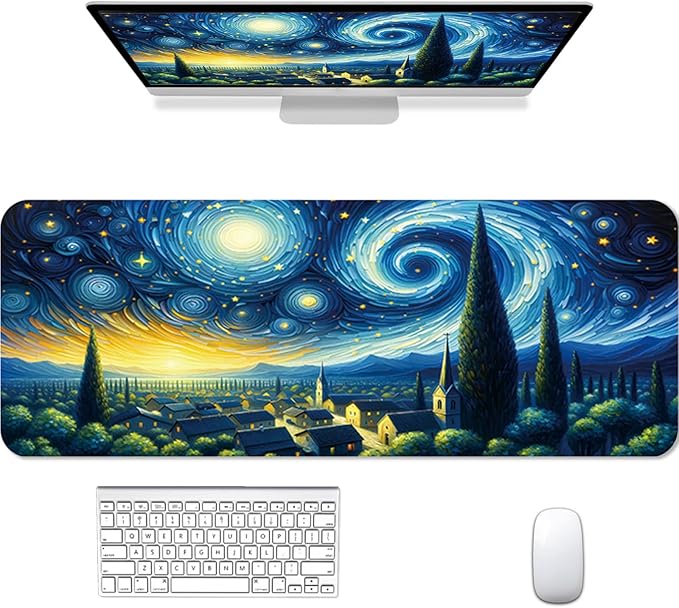 Gaming Mouse Pad 31.5x11.8 inch XL Large Extended Mouse Pad, Big Mousepad Desk Mat for Computer with Non-Slip Rubber Base and Stitched Edge-Blue Galaxy