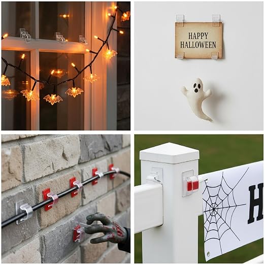 Blulu 100 Pcs Adhesive Cable Clips Bulk Wire Holder for Cord Organizer Clips Cable Management Outdoor Light Hooks for Christmas Wall String Lights Fairy Lights - Image 8