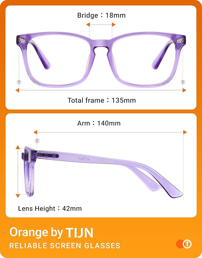 TIJN Blue Light Blocking Glasses for Women Men Square Frame Nerd Eyeglasses Anti Blue Ray Computer Screen Glasses