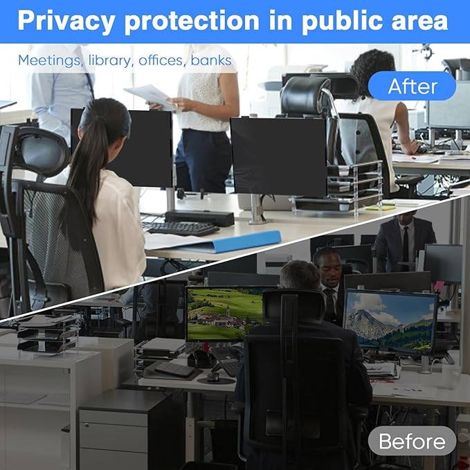 2 Pack 27 Inch Magnetic Computer Privacy Screen Filter for Monitor 16:9 Aspect Ratio, Removable Hanging Privacy Screen Shield, Anti-Glare Protector, Anti Blue Light Filter