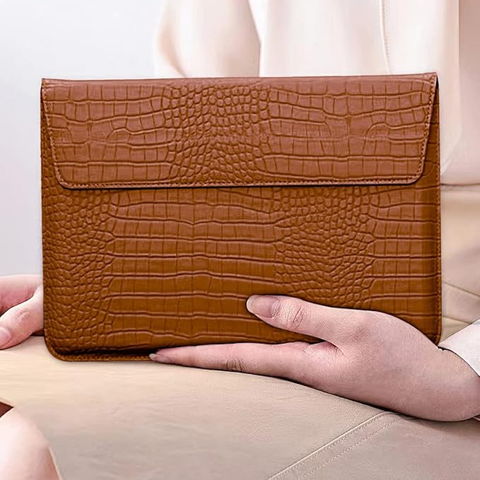 Laptop Sleeve with Stand, PU Leather Flap Style Case Bag for MacBook Neo 13 A3404 Air 13.6 inch M5 A3449 M4 A3240 M3 A3113 M2 A2681 2026-2022 Air 13 2018-2021 Pro 13 A2338 2016-2022, Brown