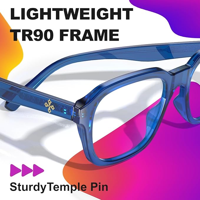 VISOONE Oversized Square Blue Light Blocking Glasses Fashion Computer Eyewear for Women and Men BENNETT