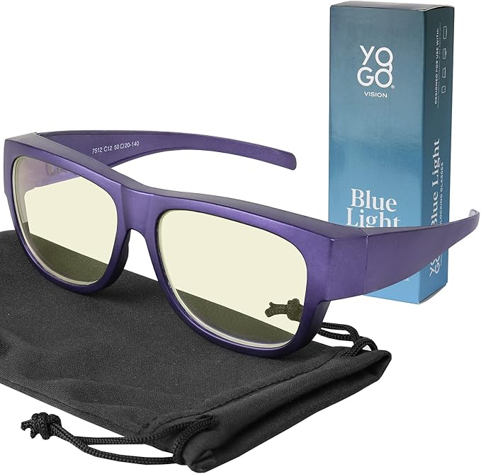 Yogo Vision Fit Over Blue Light Blocking Glasses and Computer Eyewear Wear Over Your Eyeglasses and Readers