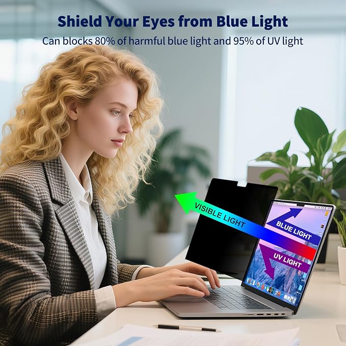 Magnetic Laptop Privacy Screen 13.3 Inch 1920x1200P (16:10), Removable Matte Anti Glare Blue Light Filter - Computer Privacy Shield Not for 13.3" 16:9 Laptop