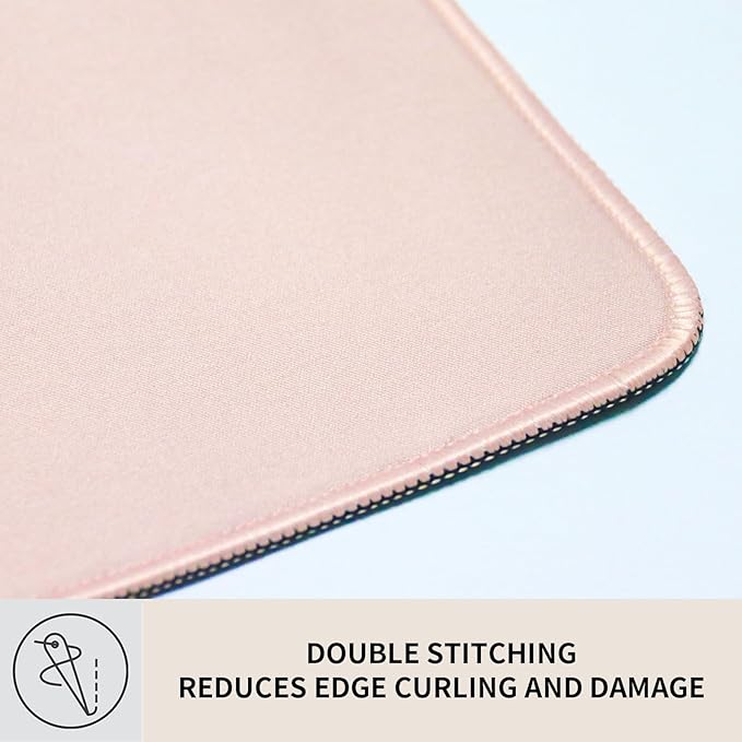 Bloss Beige Desk Mat, Non-Slip Desk Pad Mat, Large Desk Mat for Keyboard and Mouse, Desk Mousepad with Stitched Edges, Keyboard Pad for Gamer, Office(35.4×15.7 Inches)
