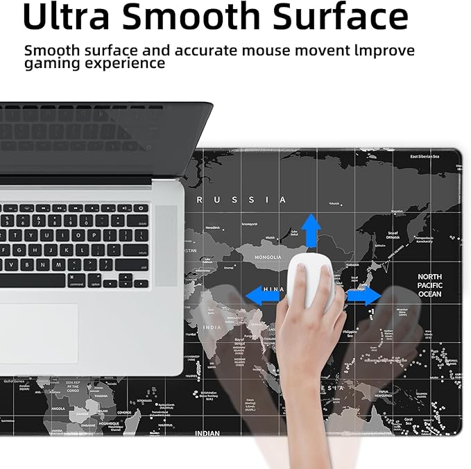Galdas Mouse Pad for Gaming,XXL XL Large Mouse Mat Long Extended Mousepad Desk Mat Non-Slip Rubber Mice Pads Stitched Edges Thin (31.5 x 11.8 x 0.12 Inches),World Map Background