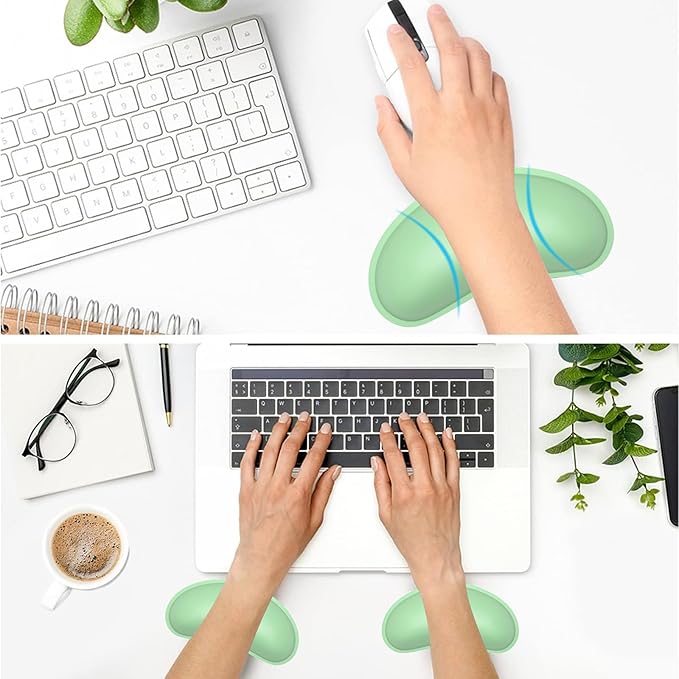 Dapesuom Mouse Wrist Rest, Ergonomic Memory Foam Mouse Wrist for Computer Desk Mats Support, PU Leather Hand Rest Pad Cushion for Gaming, Laptop, Men, Women, Pain Relief & Easy Typing, Mint Green