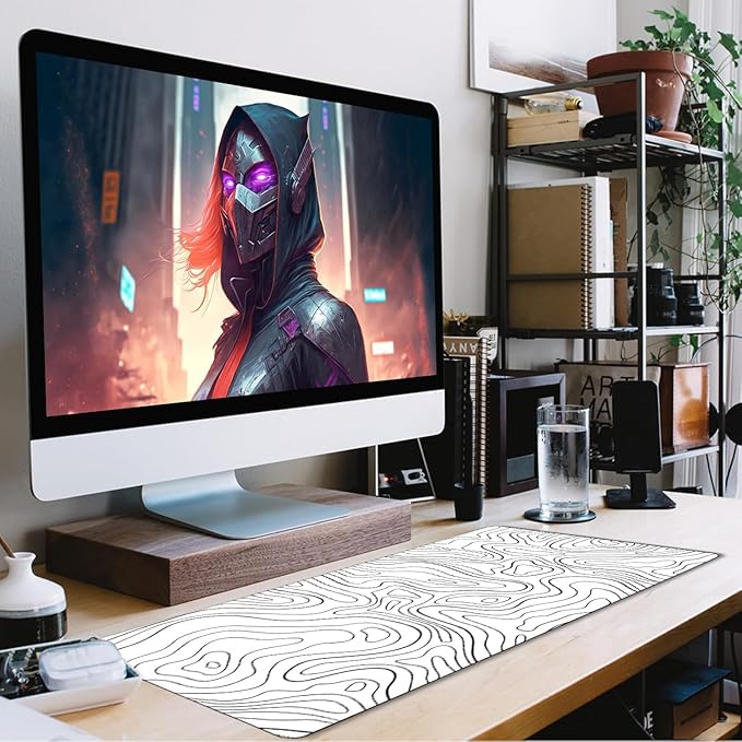 Gaming Mouse Pad, Large Mouse Pads Waterproof Extra Large Big Mouse Pad with Stitched Edge, XXXL Non-Slip Black Computer Mousepad for Gamer, Office & Home, Black Line