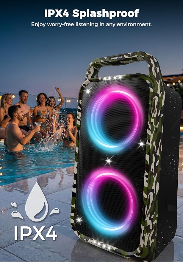 Portable Bluetooth Speaker: 240W Peak Powerful Loud Sound Deep Bass Wireless Boombox Large Subwoofer 15 Hours Battery Life Fast Charging with Led Light Show for Party Outdoor Camping Backyard