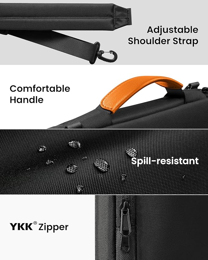 tomtoc 360 Protective Laptop Shoulder Bag for 15-inch 2026 MacBook Air M5 A3448, M4/M3/M2 A3241 A3114 A2941, 15" Dell XPS & Microsoft Surface Laptop 7/6/5, Water-Resistant Laptop Accessory Sleeve Case