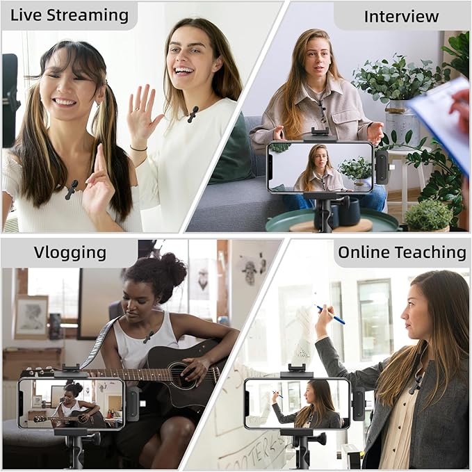 Wireless Lavalier Lapel Mini Microphone for iPhone iPad Android - Noise Cancelling Phone Microphone USB C for Video Recording Vlog TikTok YouTube