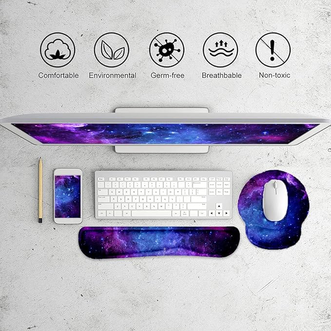 LATEEFAH Mouse Pad with Wrist Rest, 3-in-1 Gaming Mouse Pad, Keyboard Wrist Rest, Ergonomic Memory Foam Mousepad with Wrist Support for Computer Keyboard