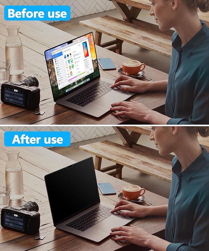PYS 4-Way Privacy Screen for MacBook Pro 16 inch (2024-2021, M4, M3, M2, M1) - 360° Anti-Spy Filter, Matte Anti-Glare Protector, Scratch-Resistant Film, Laptop Privacy Filter Shield