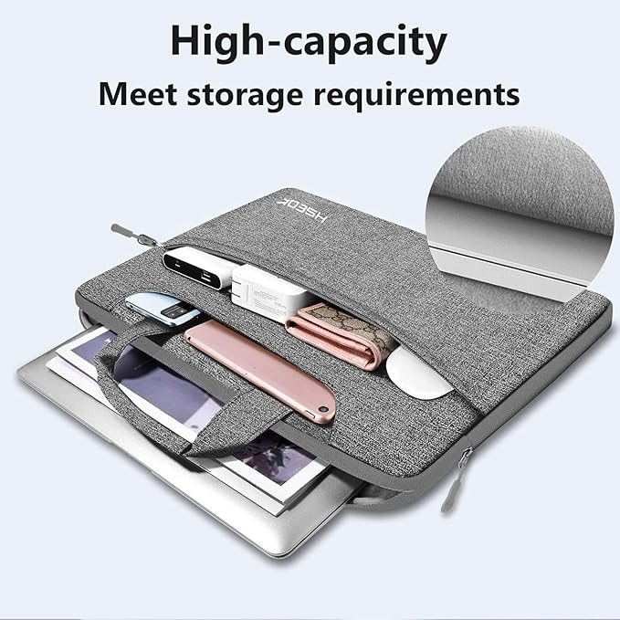 Hseok Laptop Shoulder Bag 15 15.6 16 Inch Briefcase,Compatible MacBook Pro/Neo 16",MacBook Air/Pro 15,XPS 15/16 and most 15.6-16 and Most 15-16 Notebooks,Spill-Resistant Handbag,Dark Gray & Gray