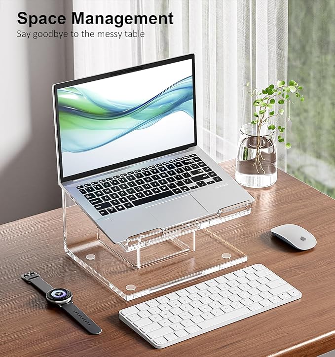 FUCDTEFC Acrylic Laptop Stand for Desk, Laptop Riser for 10-17.3 Inch Laptops, Ergonomic Computer Stand Holder Compatible with Macbooks and Notebooks