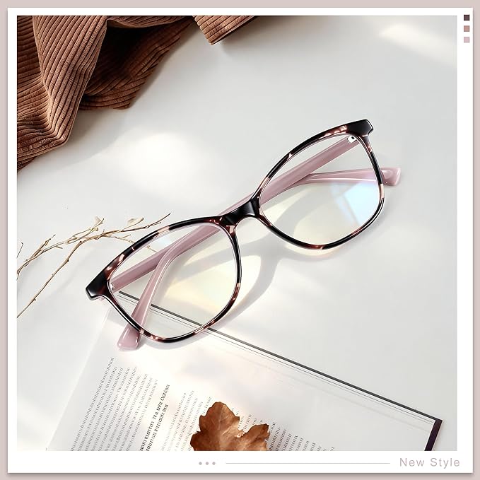 Madison Avenue Blue Light Blocking Glasses Anti Eyestrain UV Glare Blue Light Glasses for Women with Case, TV Phone Computer Gaming Eyeglasses (Pink Demi)
