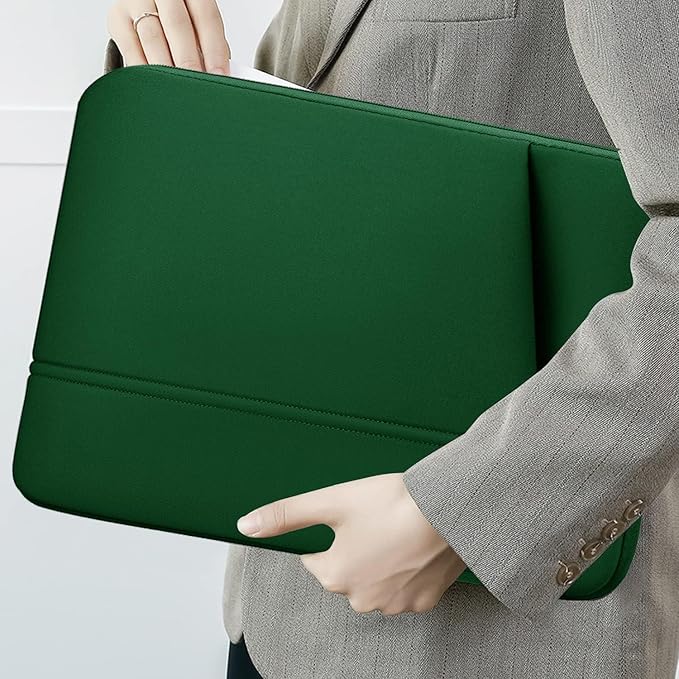 Laptop Sleeve 15.6 inch, Sturdy Portable Monitor Computer Laptop Case, Carrying Sleeve Bag 15.6'' with Pockets for MacBook PC Mac HP Lenovo Dell Asus Xbox Switch, Deep Green