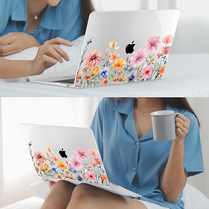 Mektron for MacBook Air 13 inch Case 2021-2018 Release A2337 M1 A2179 A1932, Plastic Hard Shell Case Only Compatible with MacBook Air 13 inch Retina Fits Touch ID, Floral P165