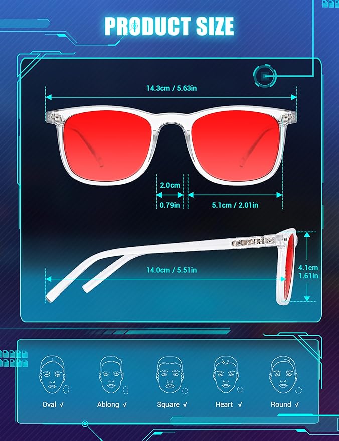 TIJN Sleep Glasses Blue Light Blocking Square Eyeglasses Dual AR Coatings for Computer Gaming Screen Fatigue & UV Protection