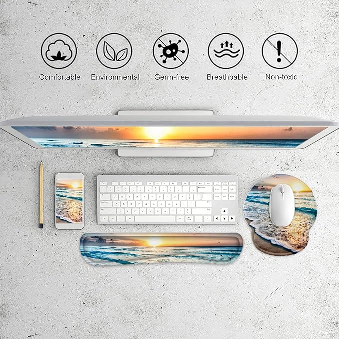 LATEEFAH Mouse Pad with Wrist Rest, 3-in-1 Gaming Mouse Pad, Keyboard Wrist Rest, Ergonomic Memory Foam Mousepad with Wrist Support for Computer Keyboard