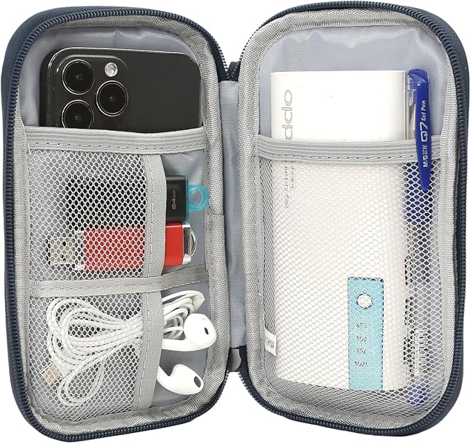 Electronic Organizer Travel Cable Accessories Case, Organizer Bag, Accessories Pouch for Cable, USB, Cord, Charger, Phone, Power Bank, Earphone (Navy Blue)