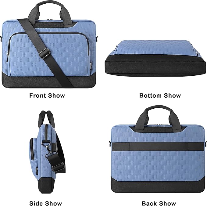 DOMISO 17-17.3 inch Laptop Sleeve Business Briefcase 17 inch Laptop Bag Waterproof 17 inch Laptop Case for Men Women Business Office Work Computer Bag Blue