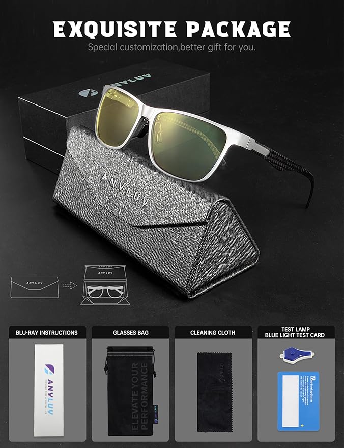 ANYLUV Carbon Fiber Reading Glasses for Men Women, Blue Light Blocking Computer Readers, Anti Glare Spring Hinge