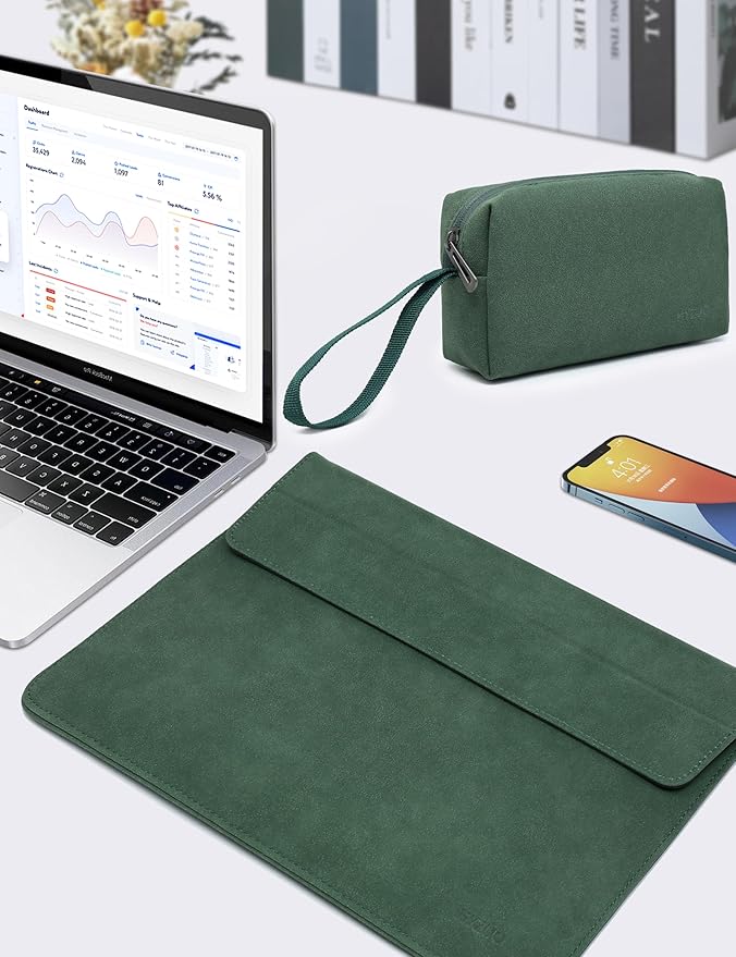HYZUO 15-16 Inch Laptop Sleeve Case Bag with Adjustable Stand Feature for MacBook Pro 16 M5/M4/M3/M2/M1 Pro/Max A3428 A3429 2026-2019, XPS 15, MacBook Pro 15 2015-2012, HP Envy 15.6, Midnight Green