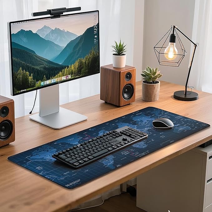 Mouse Pad Gaming - Desk Mat for Keyboard and Mouse - Large Mouse Pad for Desk, World Map Mousepad (31.5 x 11.8inch) with Non-Slip Base, Desks Pad Mat for Gaming, Office and Home