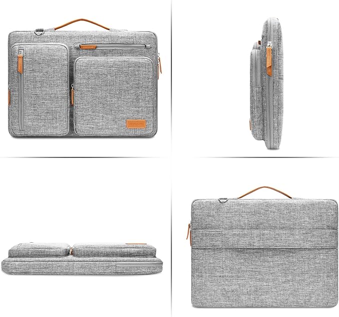 MOSISO 360 Protective Laptop Shoulder Bag,15 inch Computer Bag Compatible with MacBook Air 15 inch M5 M4 M3 M2/Pro 15, Dell XPS Plus,Side Open Messenger Bag with 4 Zipper Pockets&Handle, Gray