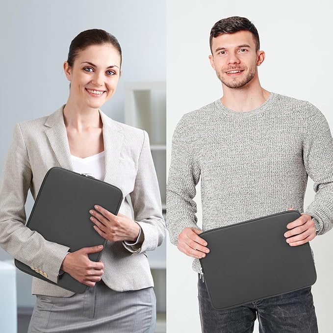 RAINYEAR 14 Inch Laptop Sleeve Case Protective Soft Padded Zipper Cover Carrying Computer Bag with Accessories Pouch, Compatible with 14" Notebook Tablet Chromebook (Gray)