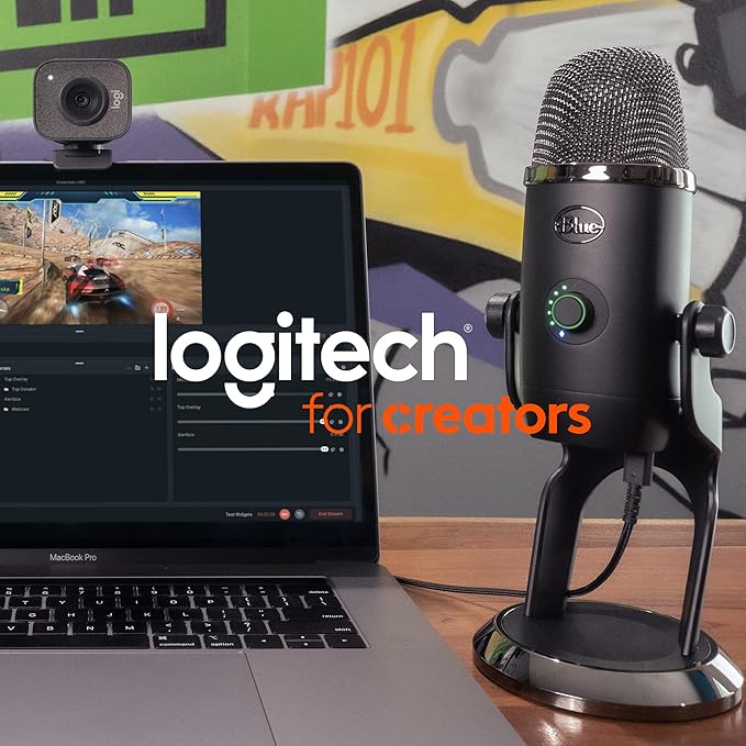 Logitech Creators Blue Yeti USB Microphone for PC, Mac, Gaming, Streaming, Podcasting, Studio and Computer Condenser Mic with Blue VO!CE Effects, 4 Pickup Patterns, Plug and Play - Midnight Blue
