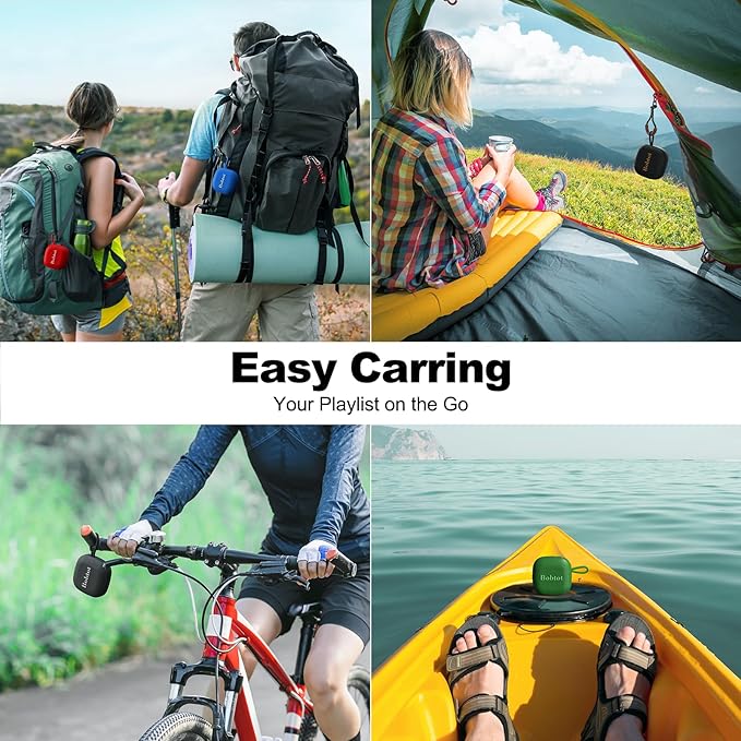 Bobtot Portable Bluetooth Speakers, Wireless IPX7 Waterproof Mini Speaker with 16H Playtime, Loud Stereo Sound, TWS, Built-in Microphone, Small Size with Lanyard, Red
