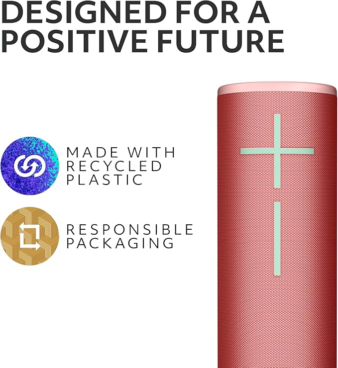 Ultimate Ears Boom 4 Portable Waterproof Bluetooth Speaker with 360-Degree, Bold, Immersive, Crystal-Clear Sound, Floating Speaker with 15-Hour Battery and 147ft (45m) Range - Red