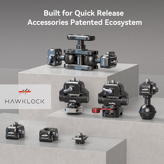 SMALLRIG Quick Release Plate Drop-in HawkLock mini Quick Release Camera Mount Adapter with 1/4" Screw, for Camera Clamp, Super Clamp, Ball Head, Tripod, Magic Arm, Stabilizer, Field Monitor - 3513C - Image 9