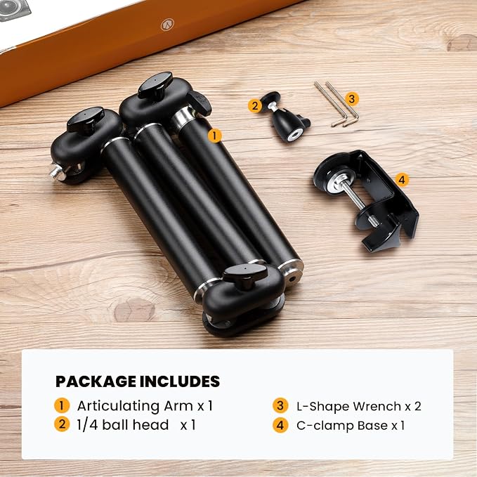 TARION Overhead Camera Desk Mount - 360° Flexible Articulating Arm with 3/8'' Screw and 1/4'' Screw Ballhead for DSLR SLR Mirrorless Cameras Projector Ring Light TKA01-M - Image 7