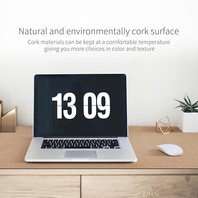 RENMTURE Dual-Sided Mouse Pad, Natural Cork & PU Leather Large Desk Pad for Office and Home Work, Desk Protector Non-Slip, Waterproof, Easy Clean (Blue Gray, 23.6" x 13.7")
