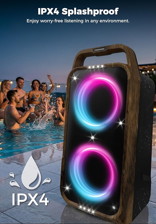 Portable Bluetooth Speaker: 240W Peak Powerful Loud Sound Deep Bass Wireless Boombox Large Subwoofer 15 Hours Battery Life Fast Charging with Led Light Show for Party Outdoor Camping Backyard