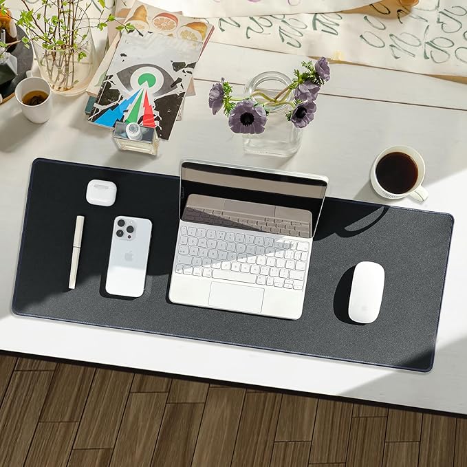 Waterproof Large Gaming Mouse Pad with Durable Stitched Edges, Non-Slip Rubber Base, Grainy Jacquard Mouse Mat Desk Pad for Home Office Gaming, 31.5''x11.8''x0.12'', Deep Gray