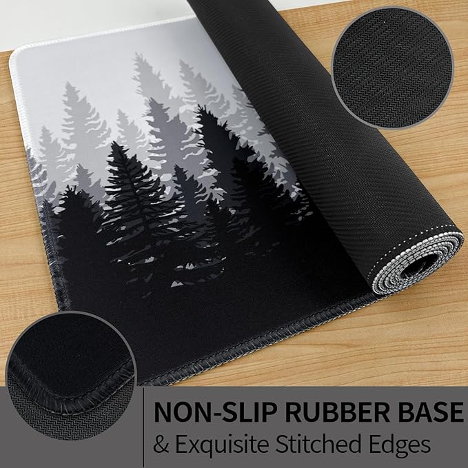 Desk Mat Forest, Large Gaming Mouse Pad with Stitched Edges, 31.5" x 11.8" XL Non-Slip Desk Pad, Computer Keyboard Mat for Office Home