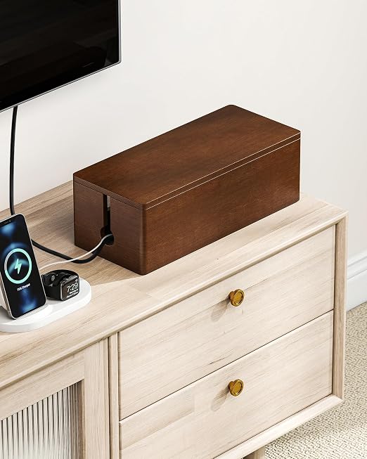YECAYE Wooden Cable Management Box, Power Strip Cord Organizer Box, Cord Hider for Office, Living Room, Bedroom,Magnetic Lid Design, Cable Organizer for Desk, Wire Management - Image 7
