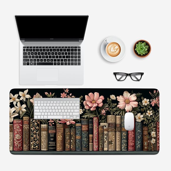 Mouse Pad, Large Anti-Slip with Stitched Edges Desk Mat Desktop Laptop Computer Desk Keyboard Mat,Table Protector Blotter Mat (Book, 35.4" x 15.7")